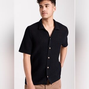 NWT Men’s Black Vince Crochet Button Down - Size XL